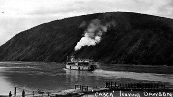 The S.S. Casca leaving Dawson. Claude wrote, “This is the boat that Mary traveled on from Whitehorse to Dawson – that lucky day when I met her. Aug. 15, 1924”.