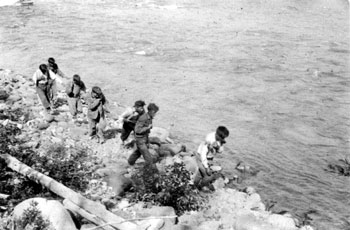 “A pictorial Record of the trip to Hoole Canyon by scow July 1929 Sometimes the boys earn their wages.” 