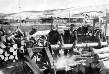 “Getting ready for winter – in summer” At Kimbel's saw in Mayo, 1933.