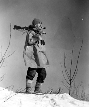 “A reminder of some of our happy days at Twelve-Mile. Winter 1938-39.” Mary wrote that this photograph was one of her favourites, and that it caused quite a sensation in Dawson City. 