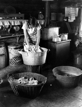 Mary doing the laundry at Ross River, ca. 1930.