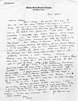 Lettre de Mary à sa mère écrite à Fort Yukon, le 8 juillet 1926.