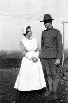 Mary in nurse uniform. Mark in army uniform. ca. 1922.
