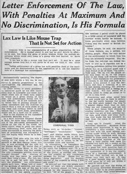 This newspaper article was written while the Tidds were visiting Mary's parents in Lancaster. New Era (?), ca. 1929.
