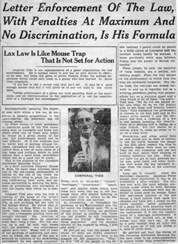 Cet article de journal a été écrit au cours de la visite des Tidd aux parents de Mary à Lancaster. New Era, vers 1929.