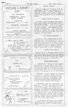 Page 3 The Mayo Miner of September 6, 1935. Claude has placed an ad in the bottom left corner: “LET C.B. TIDD DEVELOP & PRINT YOUR FILMS.. Enlargements Framing Prices Moderate”