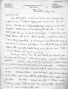 H.S. Swarth from Atlin to Claude in Whitehorse hospital, July 12, 1931. 