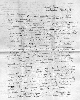 Letter to Mom from Mary, April 1939.
